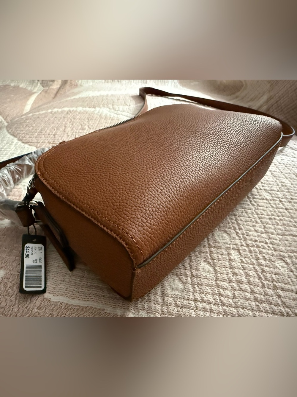 NWT RUSTY-BROWN DOUBLE-ZIPPERED CROSS-BODY PURSE - Picture 13 of 14
